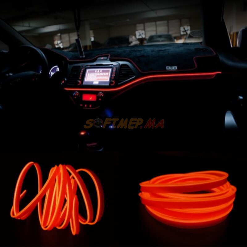 LED Décoration Tableau de Bord Voiture Orange 2 Mètre