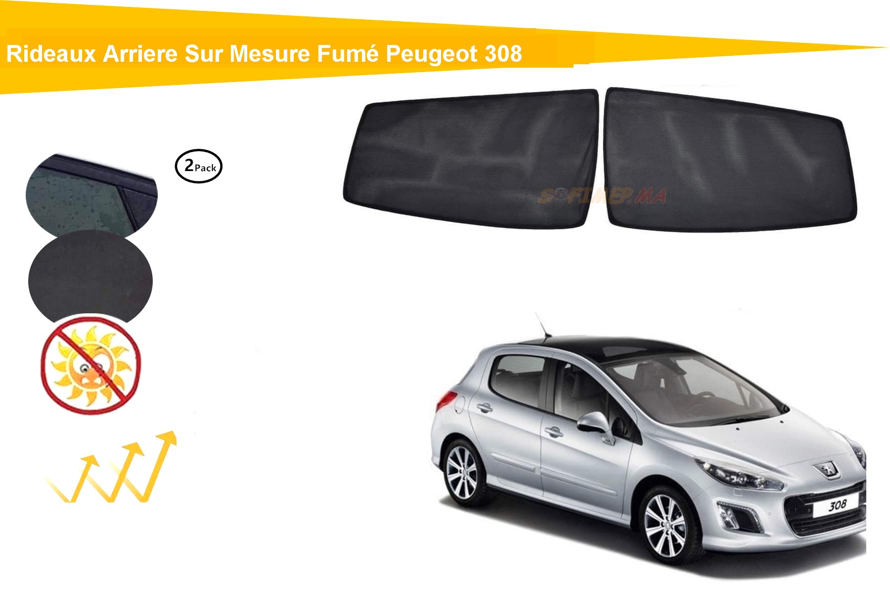 pare soleil rideau voiture Sur Mesure Pour Peugeot 301 - Sofimep